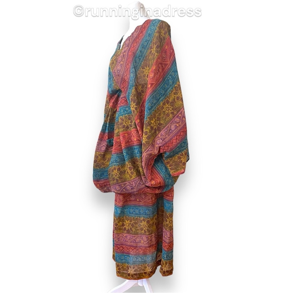 Boho Kaftan and Maxi Skirt Set Upcycled Vintage 70s One Size Fits Up to 3XL - Picture 9 of 16